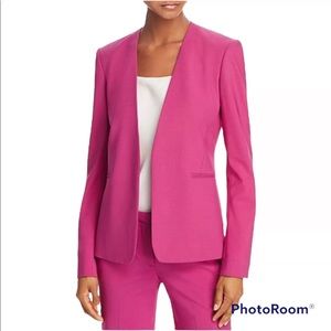 BNWT Theory Isita Virgin Wool Suit Separate Open-Front Blazer Fuchsia 6 $425